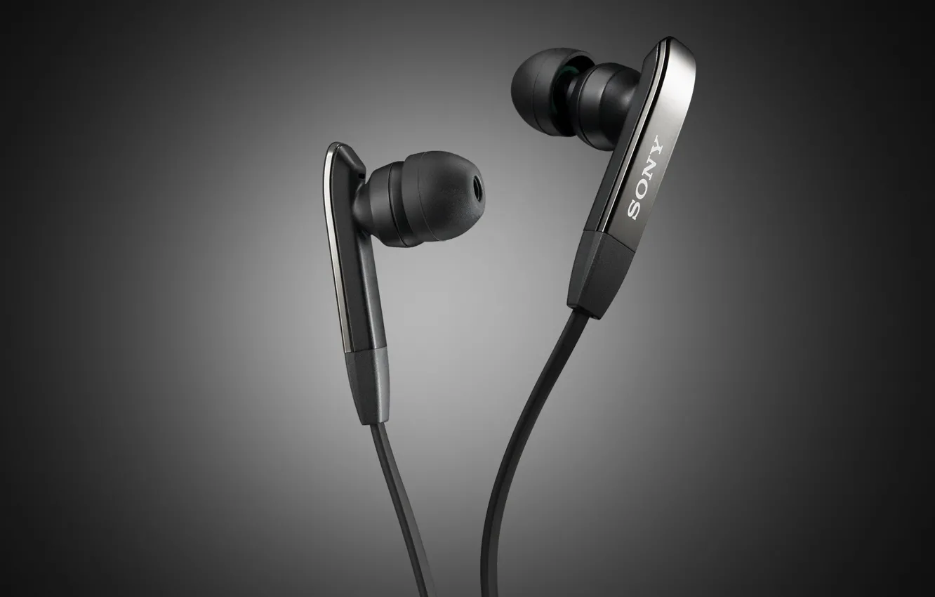 Photo wallpaper black, headphones, Sony