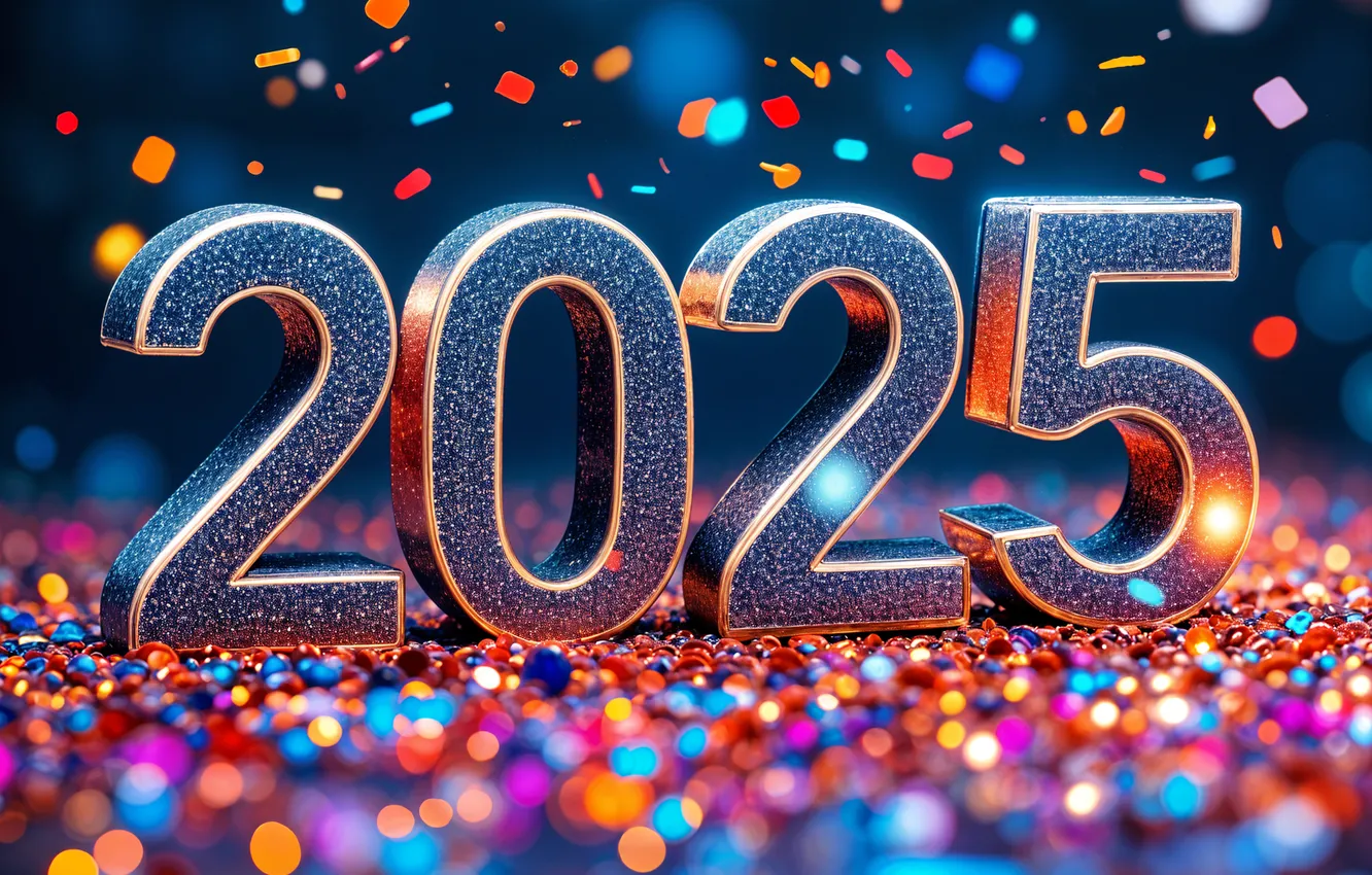 Photo wallpaper new year, figures, date, 2025, New Year 2025