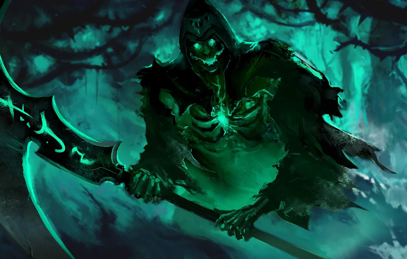 Photo wallpaper smile, death, skeleton, braid, undead