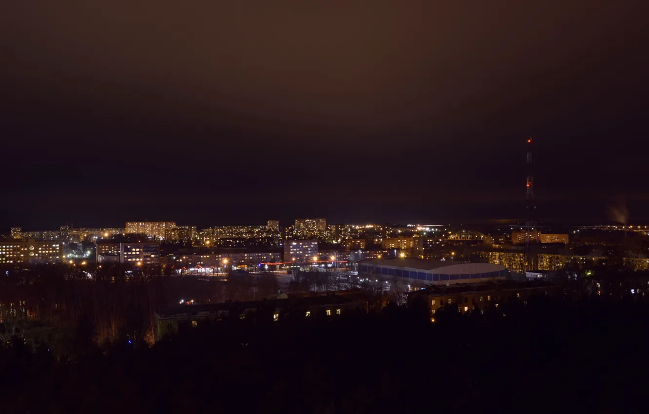Photo wallpaper night, the city, panorama, Voskresensk