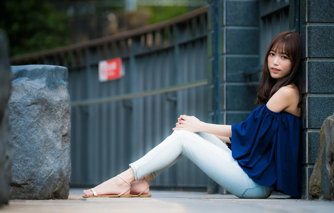 Photo wallpaper look, girl, Asian, cutie