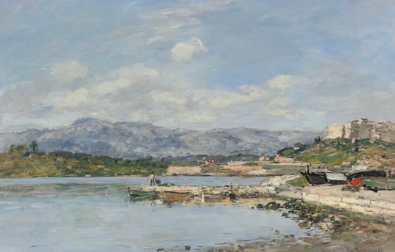 Photo wallpaper landscape, picture, Eugene Boudin, Eugene Boudin, Antibes. Fort Carré