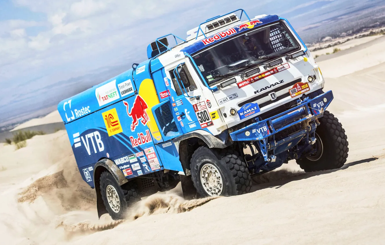 Photo wallpaper sand, race, sport, Truck, Master, Russia, 500, Kamaz