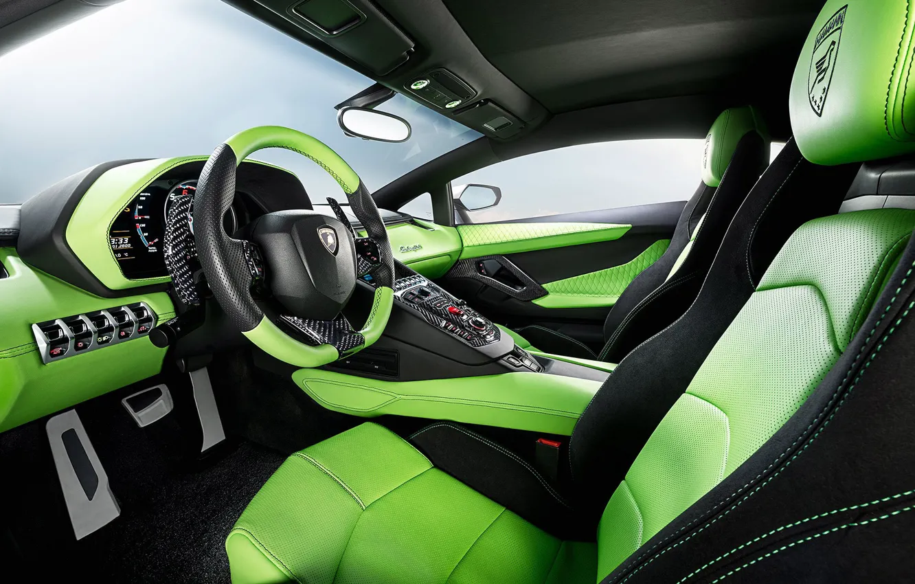 Photo wallpaper Lamborghini, Green, LP700-4, Aventador, 2014, Limited, HAMANN, Salon