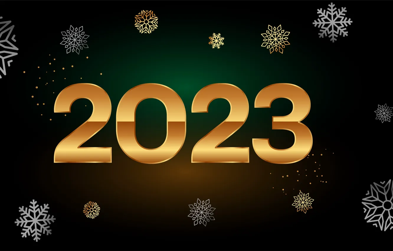 Photo wallpaper light, snowflakes, Shine, new year, sequins, figures, banner, gold