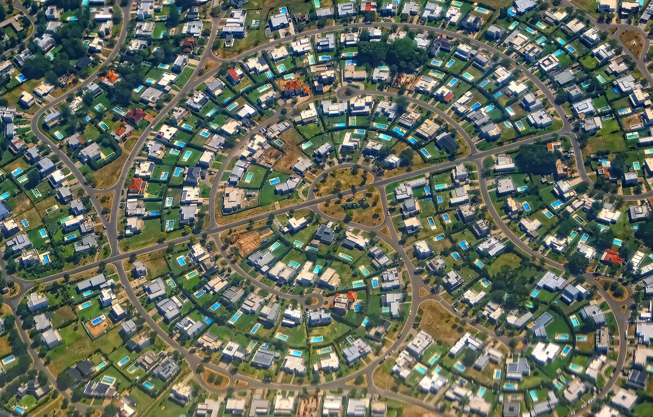 Photo wallpaper houses, urbanization, residential area