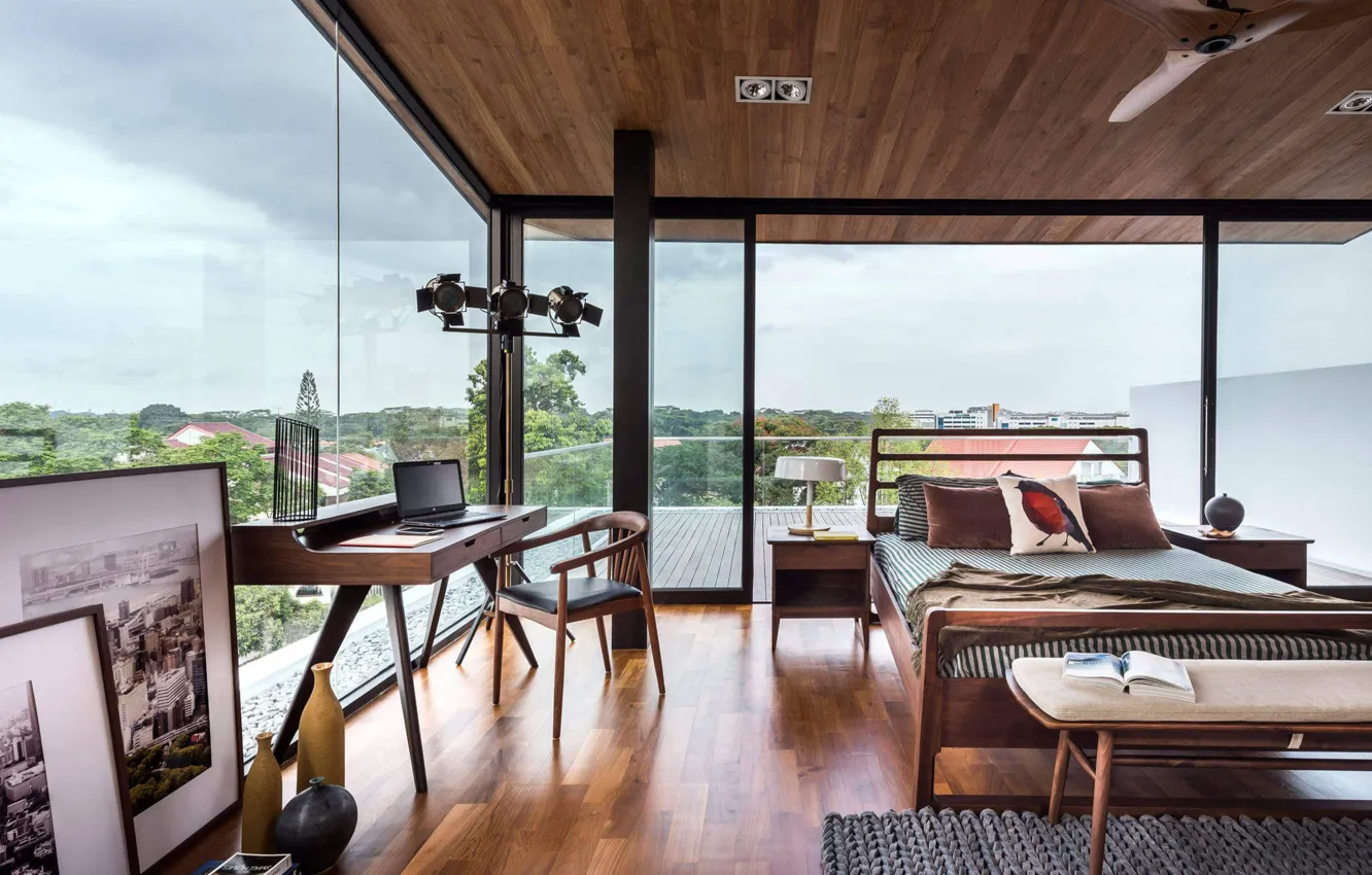 Photo wallpaper design, Villa, interior, bedroom, Screen House