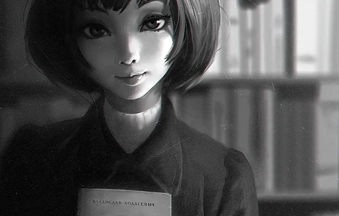 Photo wallpaper book, anime, eyes, face, art, girl, look