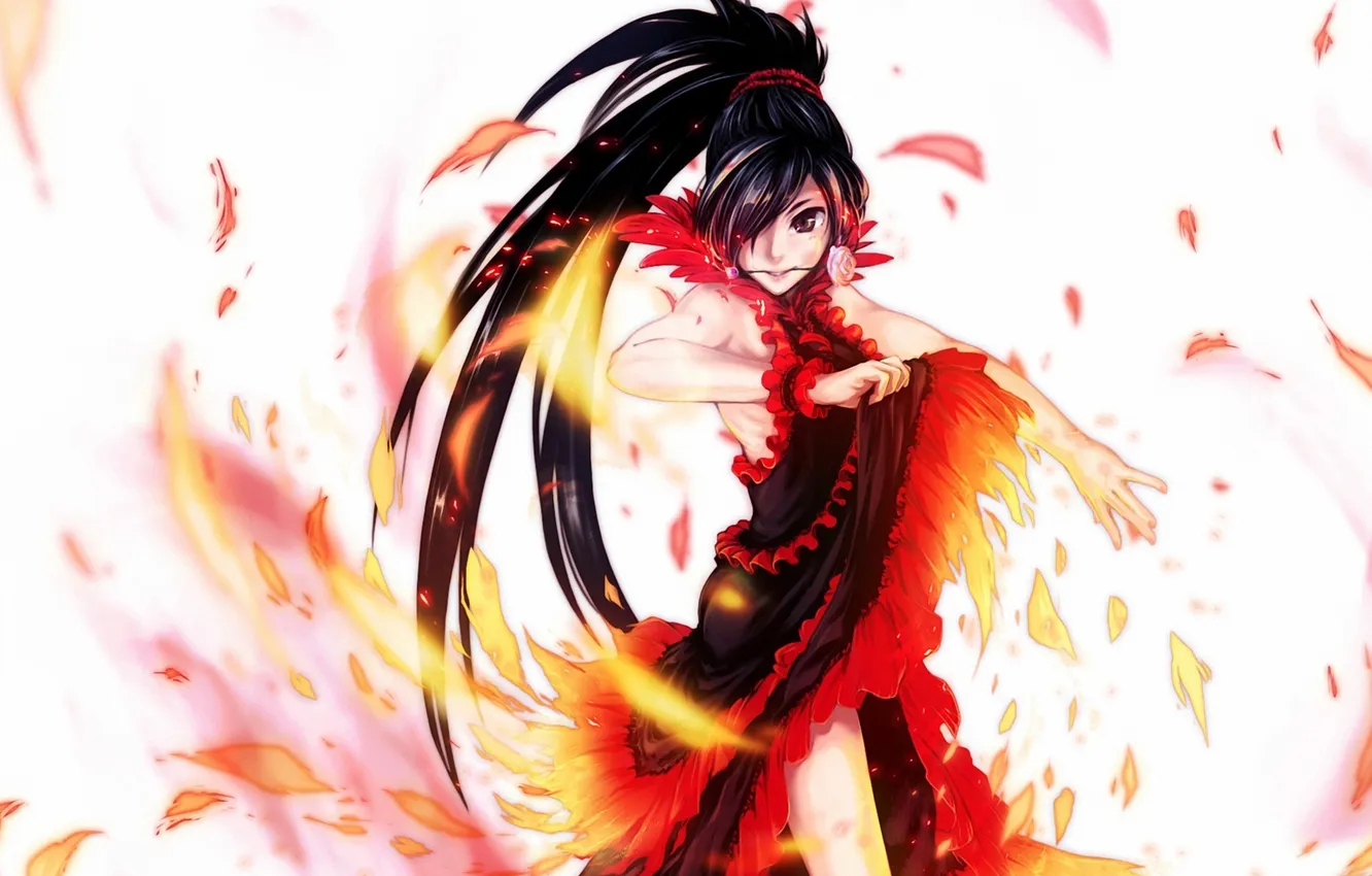 Photo wallpaper girl, flowers, lights, dance, dress, art, flamenco