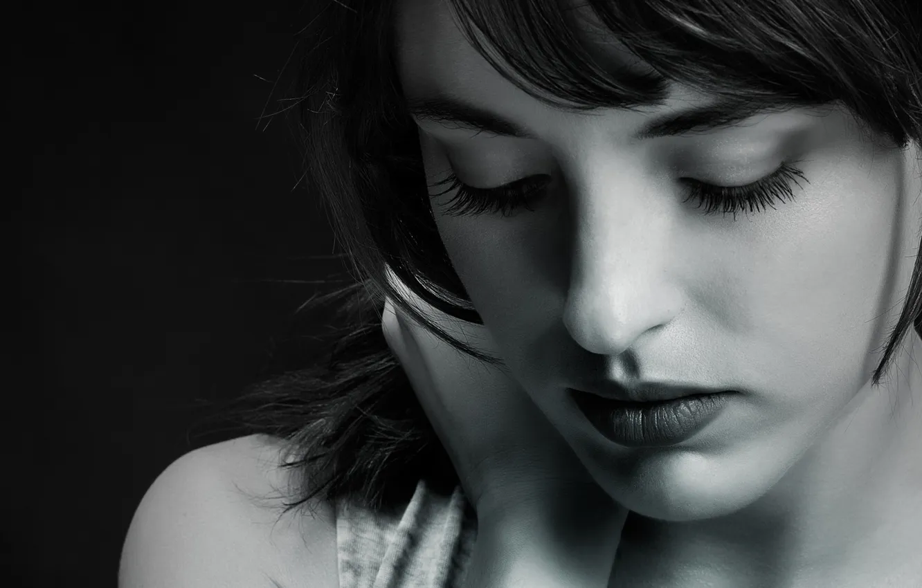 Photo wallpaper white, girl, photo, portrait, black