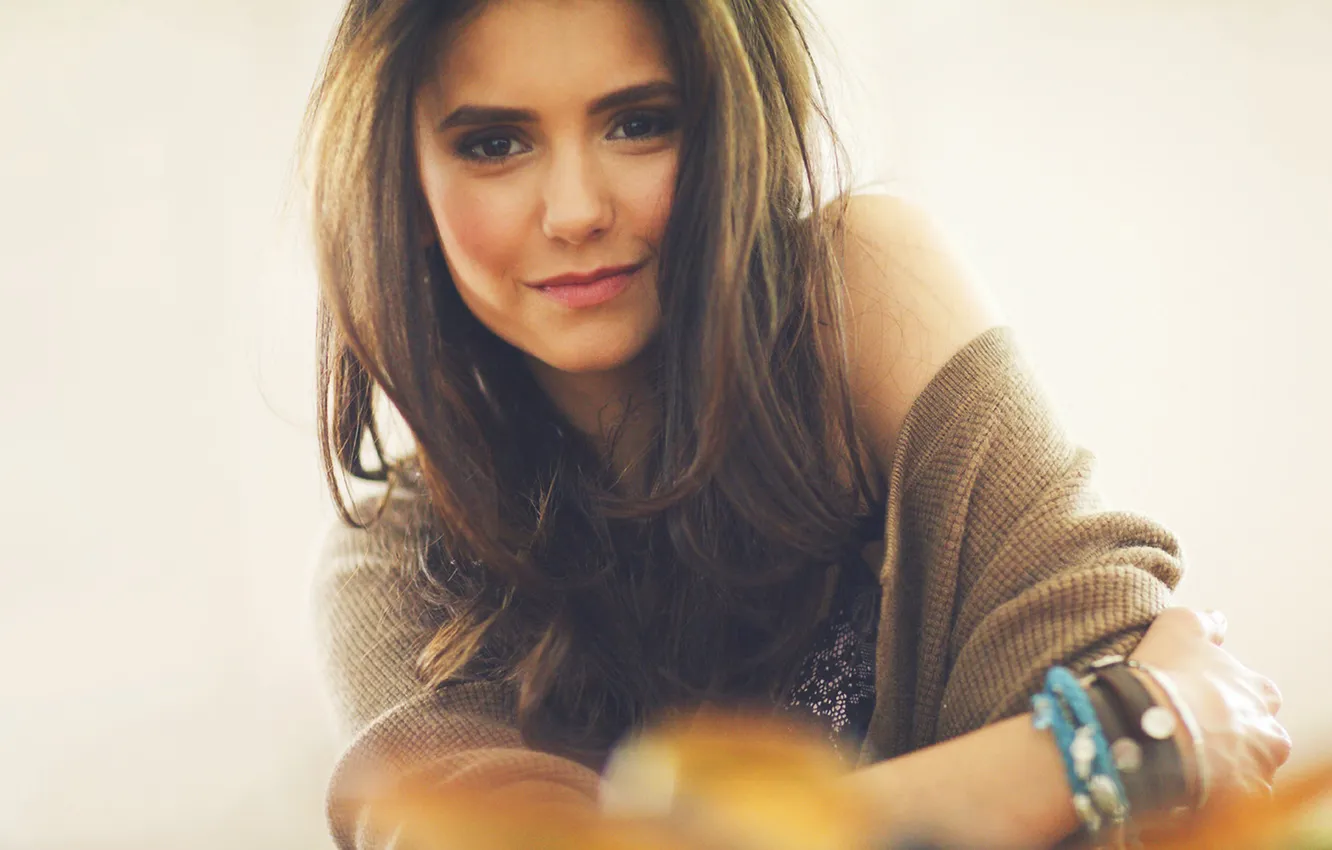 Photo wallpaper girl, smile, heat, bracelet, Nina Dobrev, Nina Dobrev, The Vampire Diaries, jacket