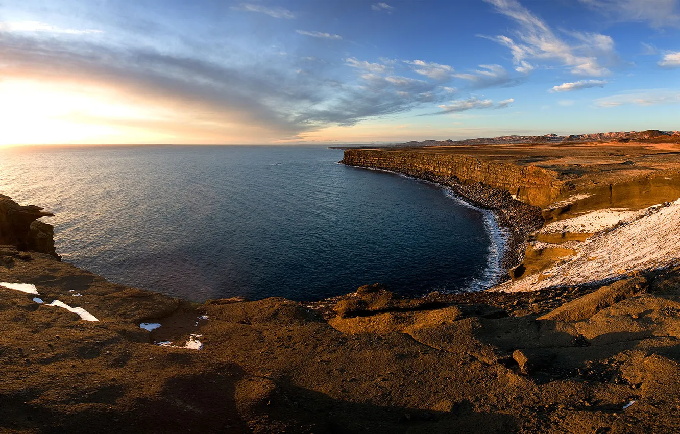 Photo wallpaper landscape, open, the ocean, dawn, morning