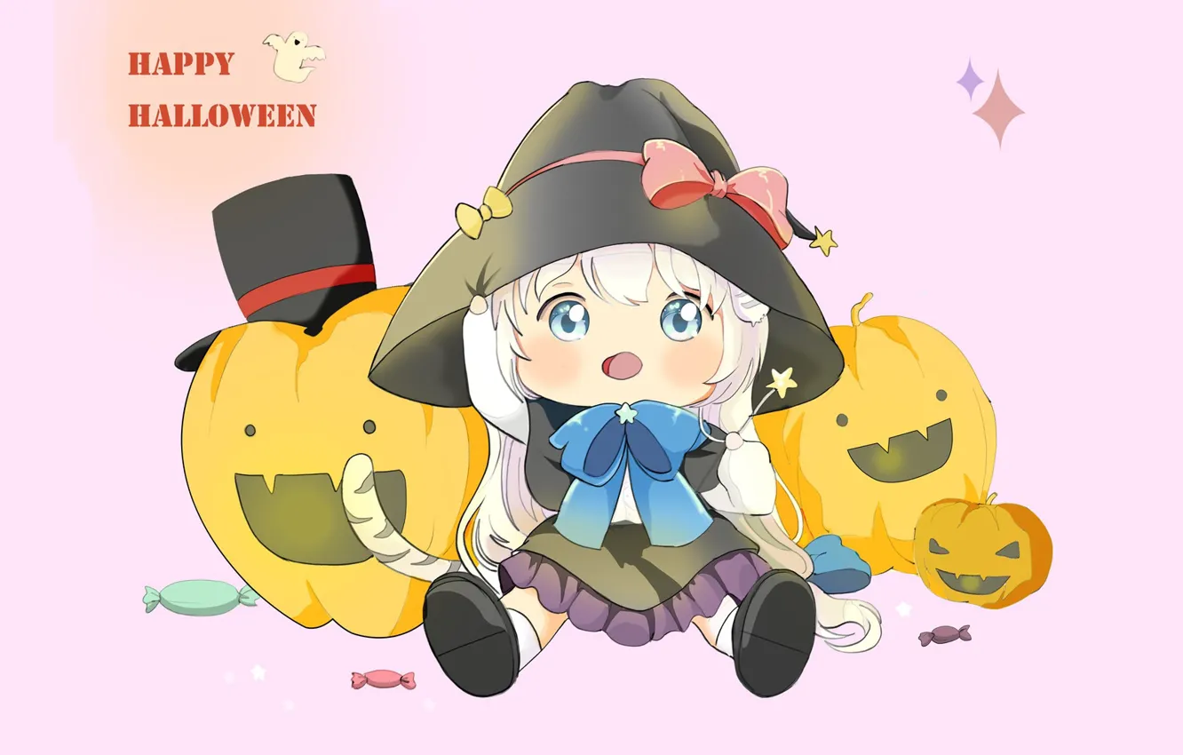 Photo wallpaper holiday, anime, art, pumpkin, Halloween, Happy Halloween, The song
