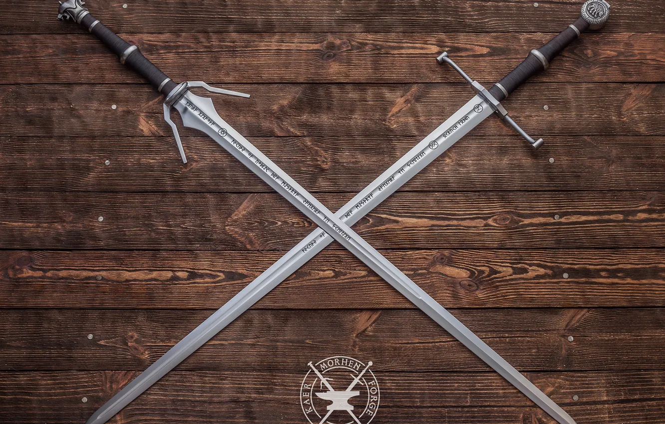 Photo wallpaper Runes, The Witcher 3 Wild Hunt, Swords, The swords of the Witcher, Swords Of Geralt