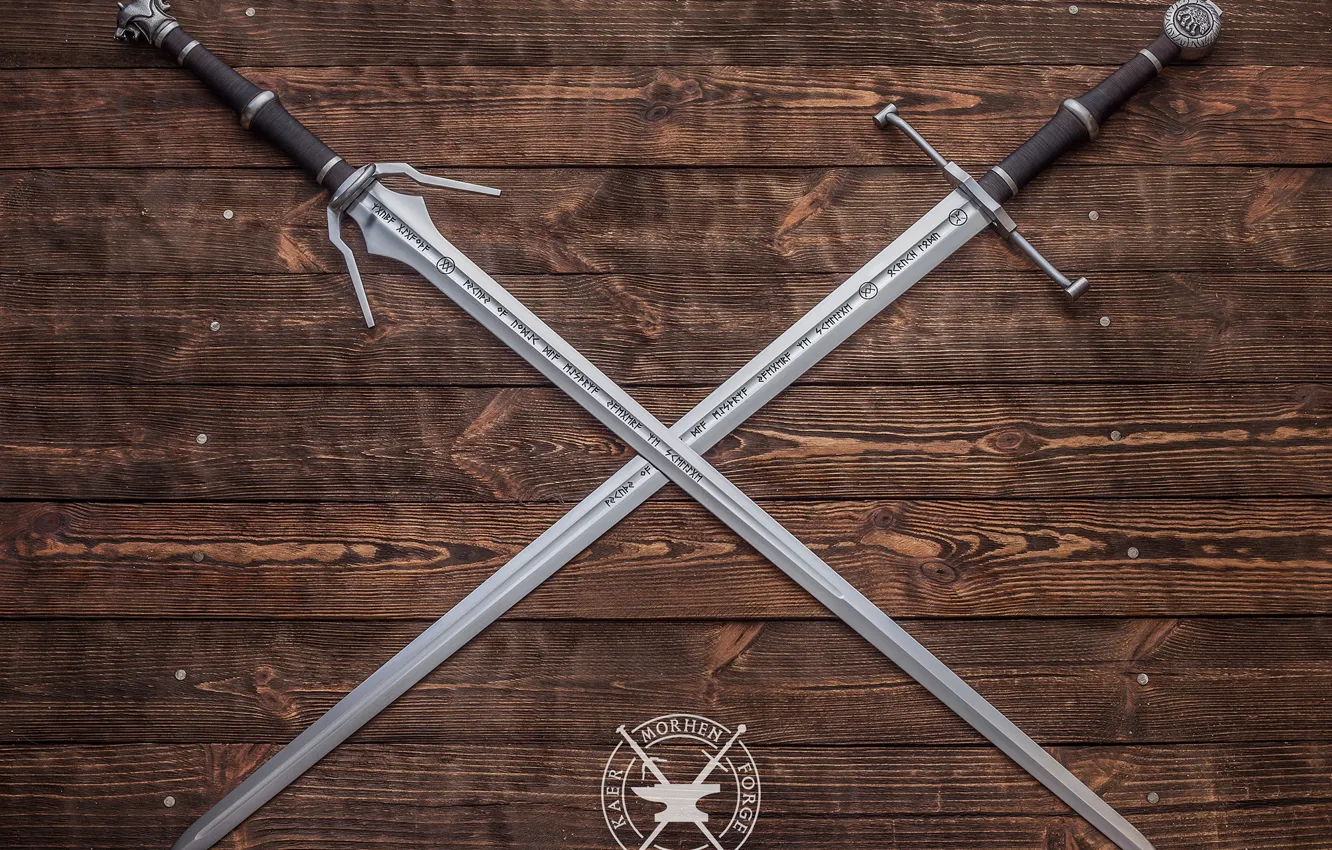 Photo wallpaper runes, swords, The Witcher 3 Wild Hunt, The swords of the Witcher, Swords Of Geralt
