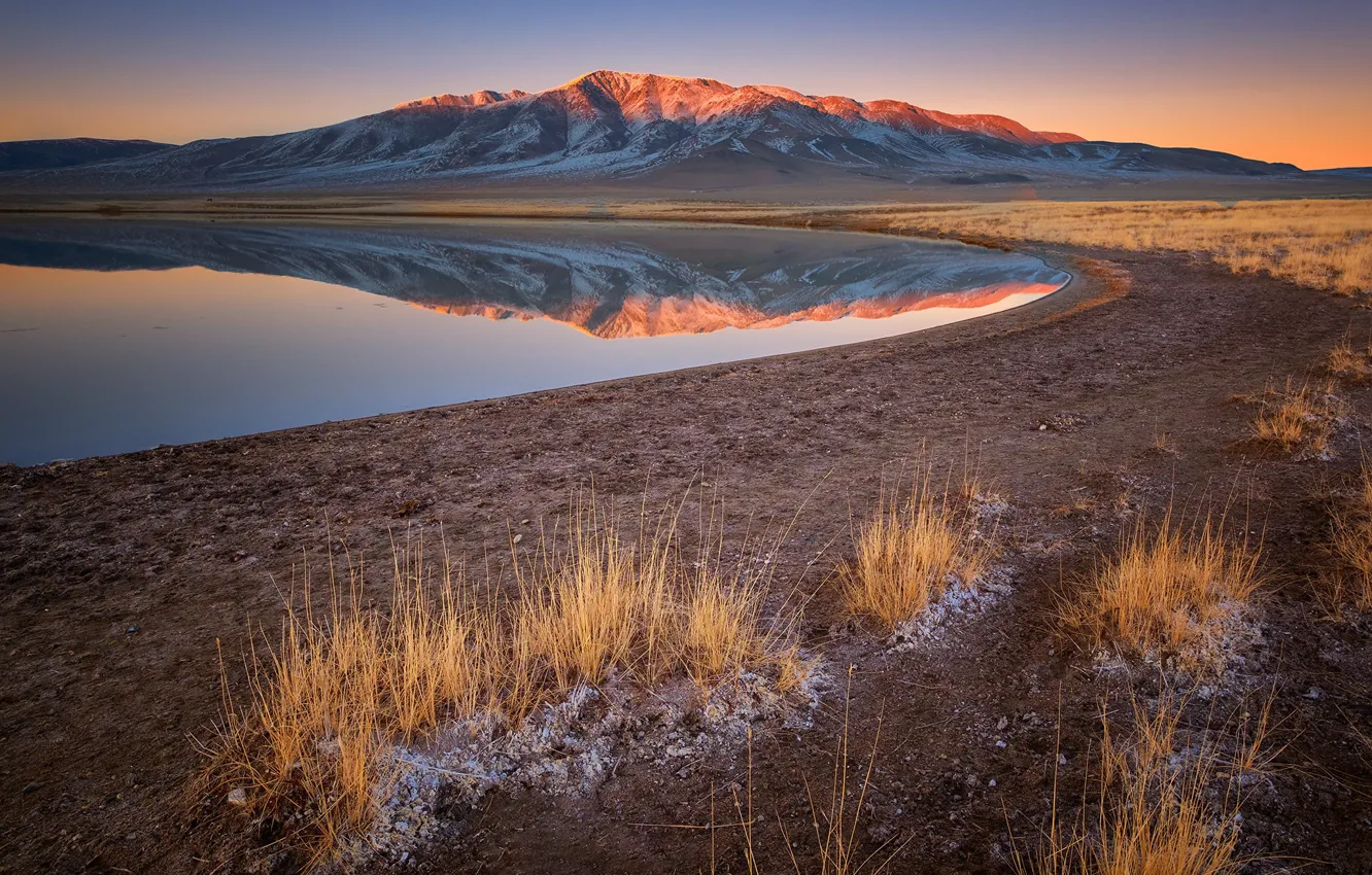 Photo wallpaper lake, hills, Mongolia