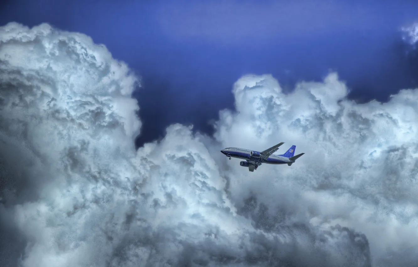 Photo wallpaper the sky, clouds, The plane