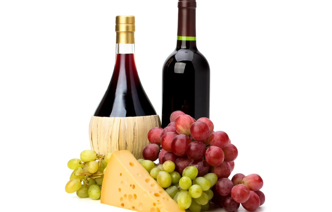 Photo wallpaper wine, red, bottle, cheese, grapes, wine, grapes, cheese