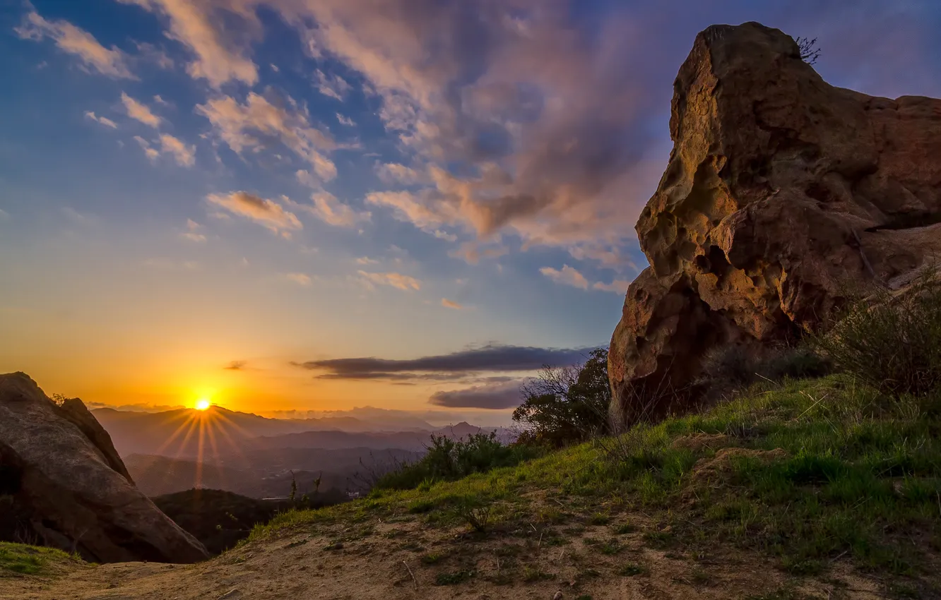 Photo wallpaper the sun, clouds, nature