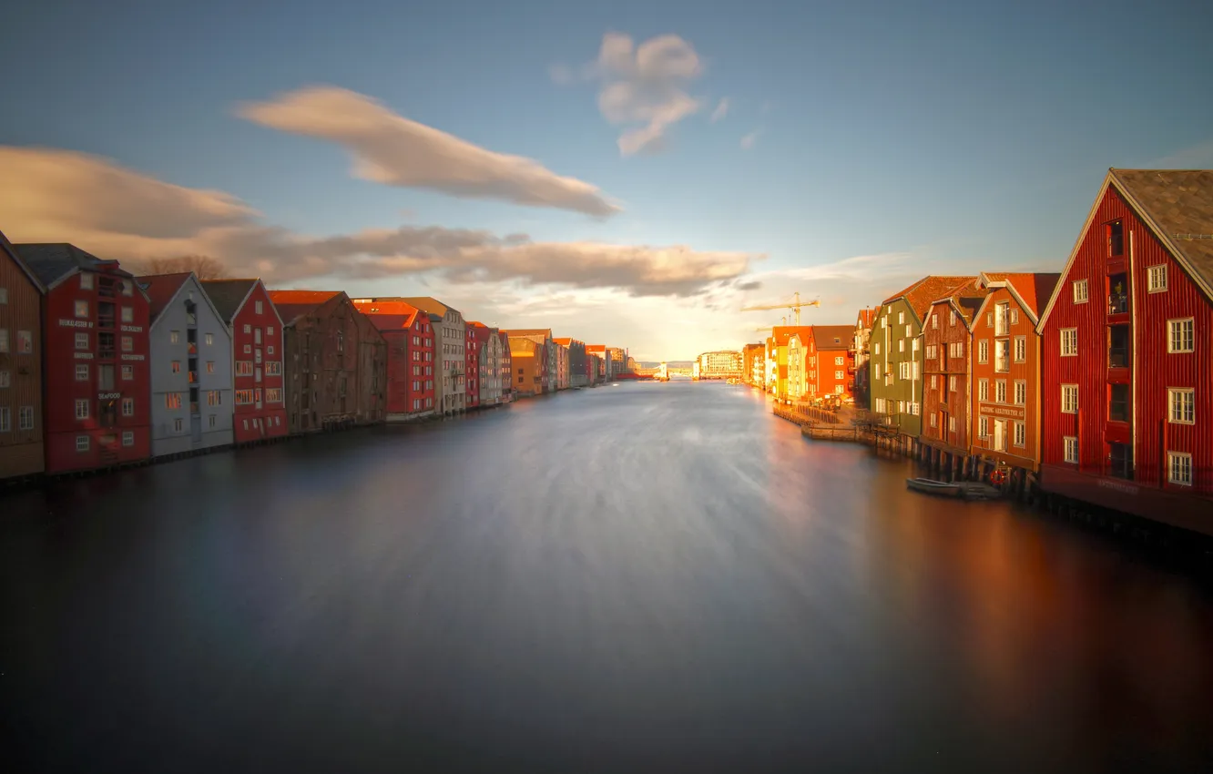 Photo wallpaper river, Norway, tronheim