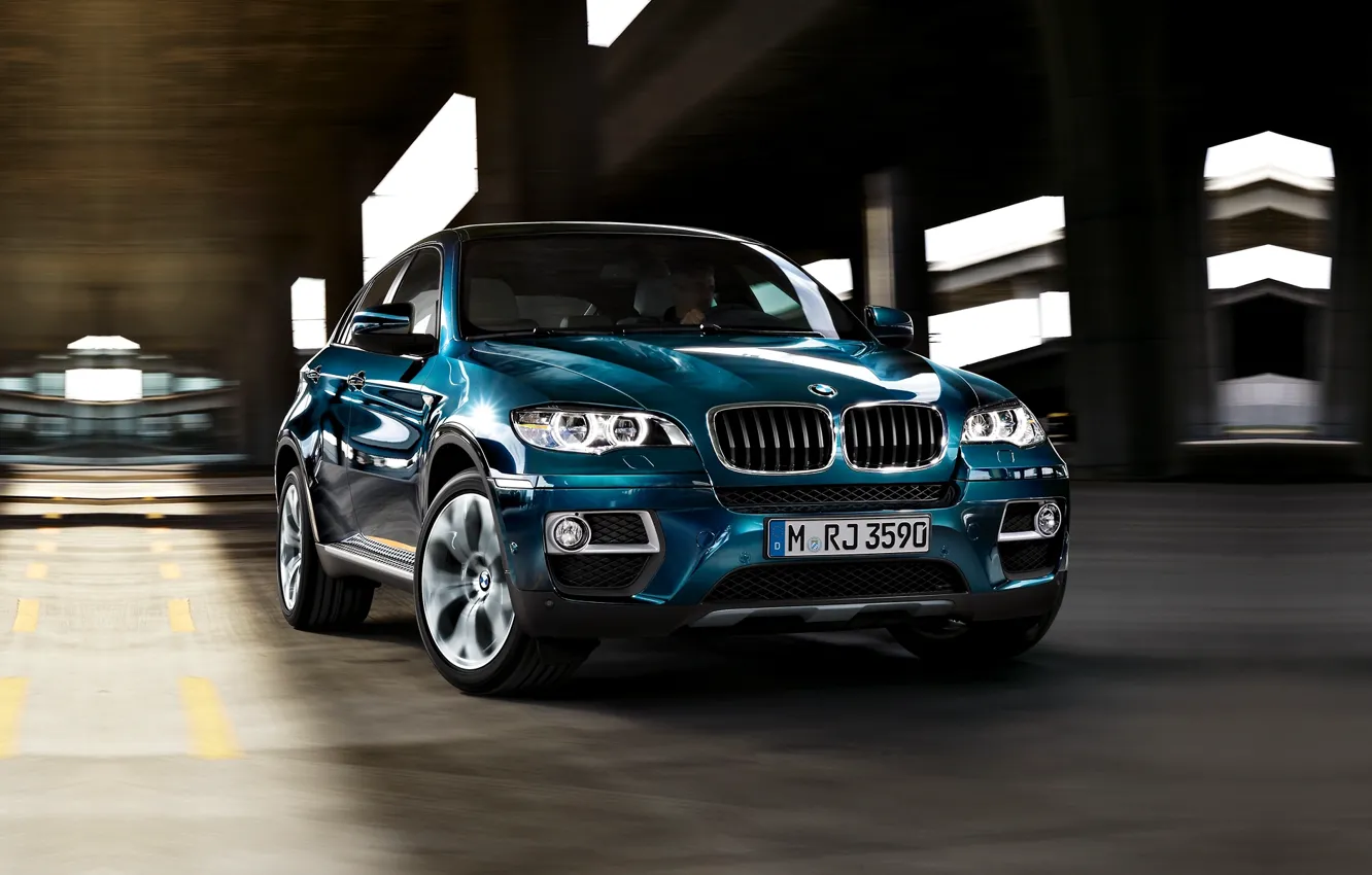 Photo wallpaper blue, bmw, BMW, jeep, the front, cool car, 35i, икс6