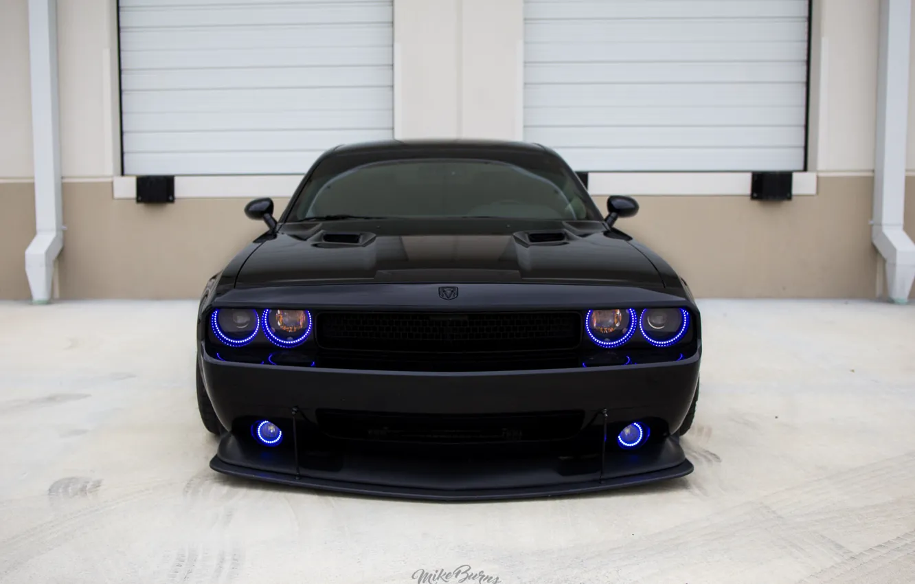 Photo wallpaper Dodge, Challenger, black, SRT, Liberty Walk