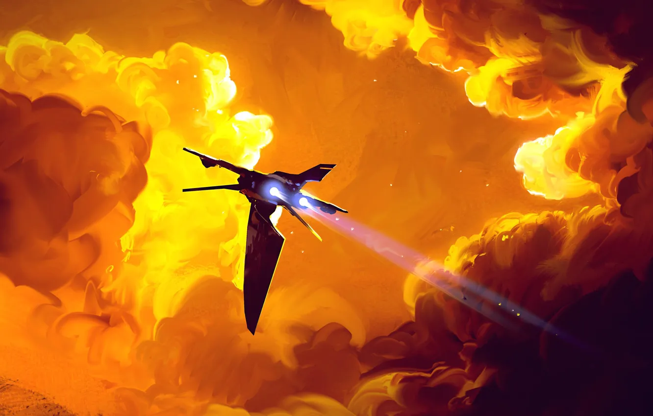 Photo wallpaper the sky, figure, The ship, art, spaceship, Concept Art, Dominik Mayer, Environments