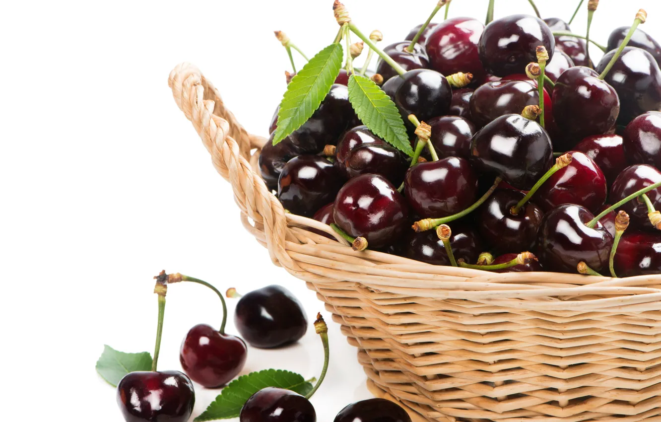 Photo wallpaper berries, basket, cherry