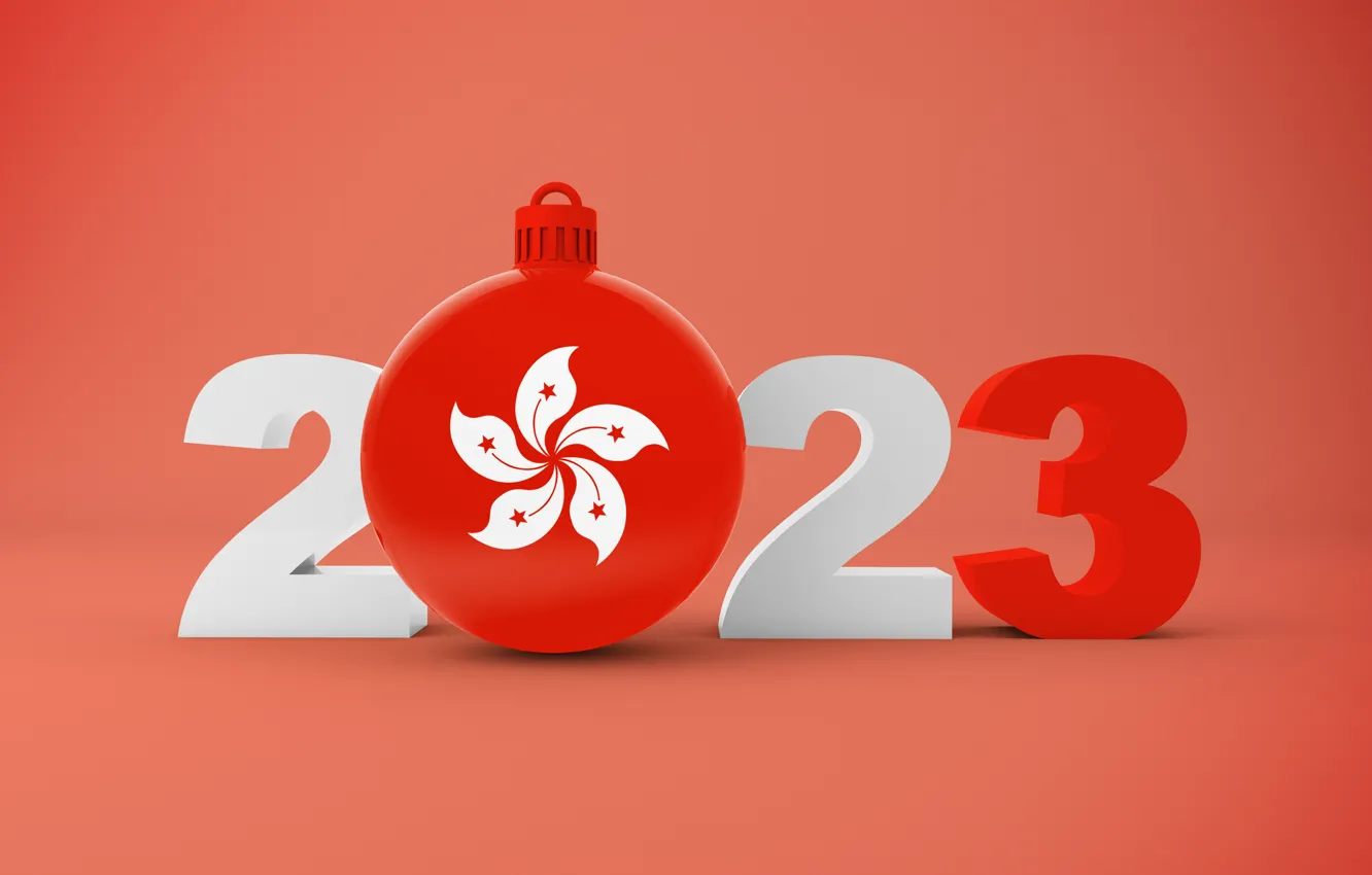 Photo wallpaper stars, balls, flowers, red, rendering, new year, figures, white