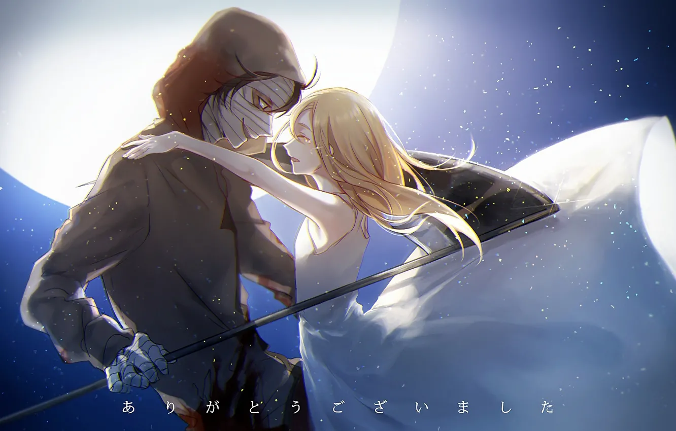 Photo wallpaper girl, hugs, guy, two, Angel bloodshed, Satsuriku no Tenshi