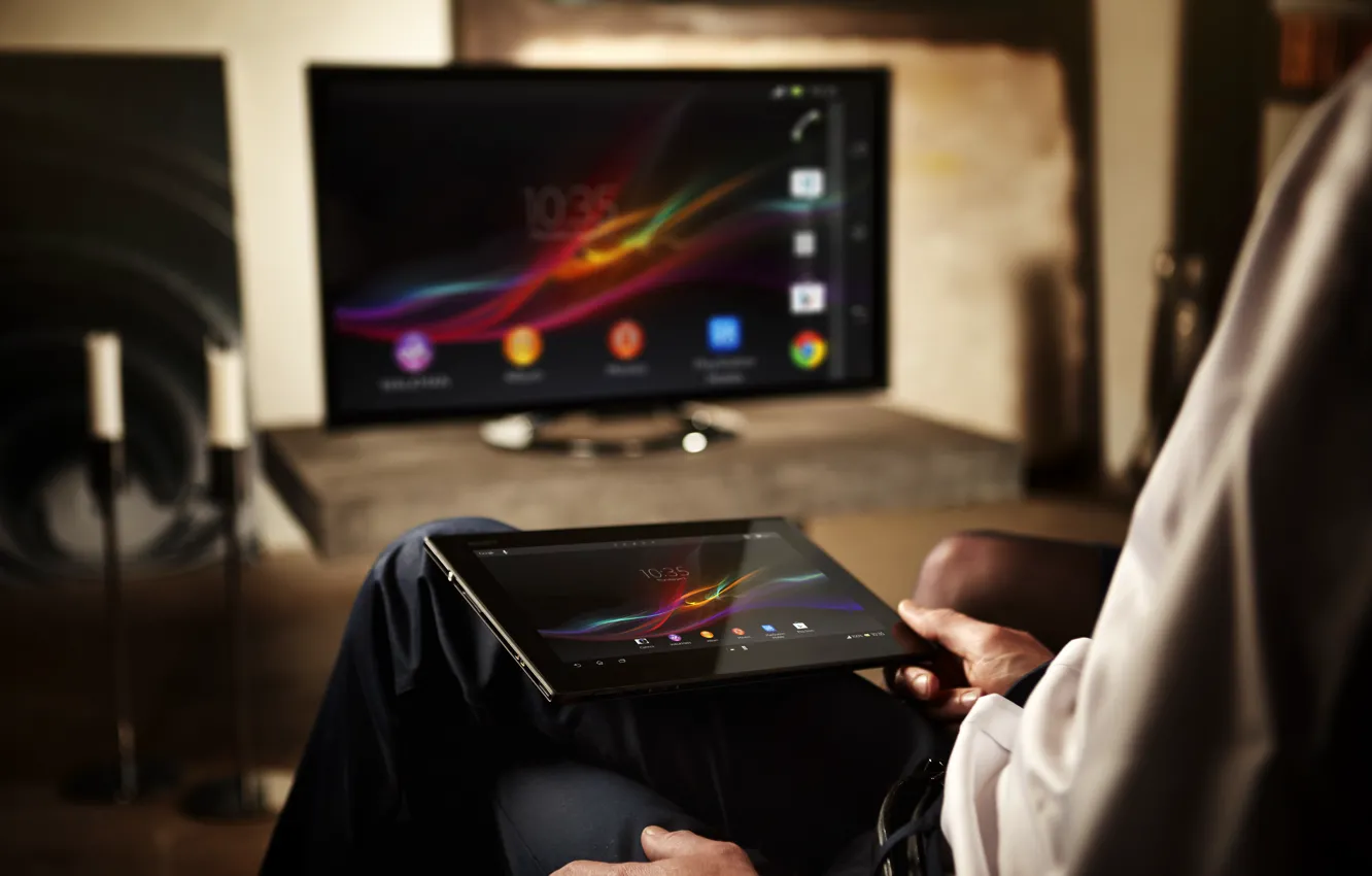 Photo wallpaper TV, male, tablet, android, sony, xperia tablet z