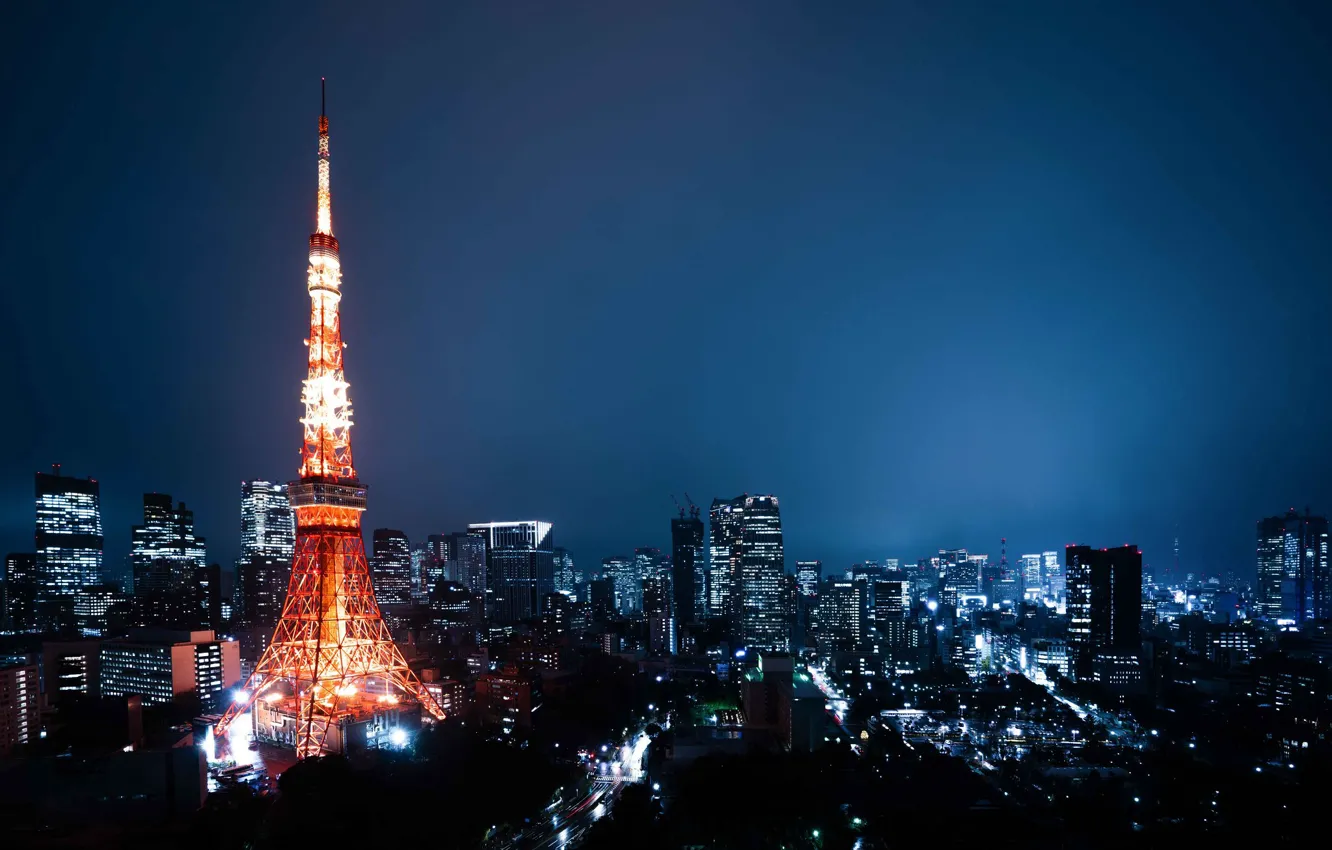 Photo wallpaper building, home, Japan, Tokyo, Tokyo, Japan, night city, tower