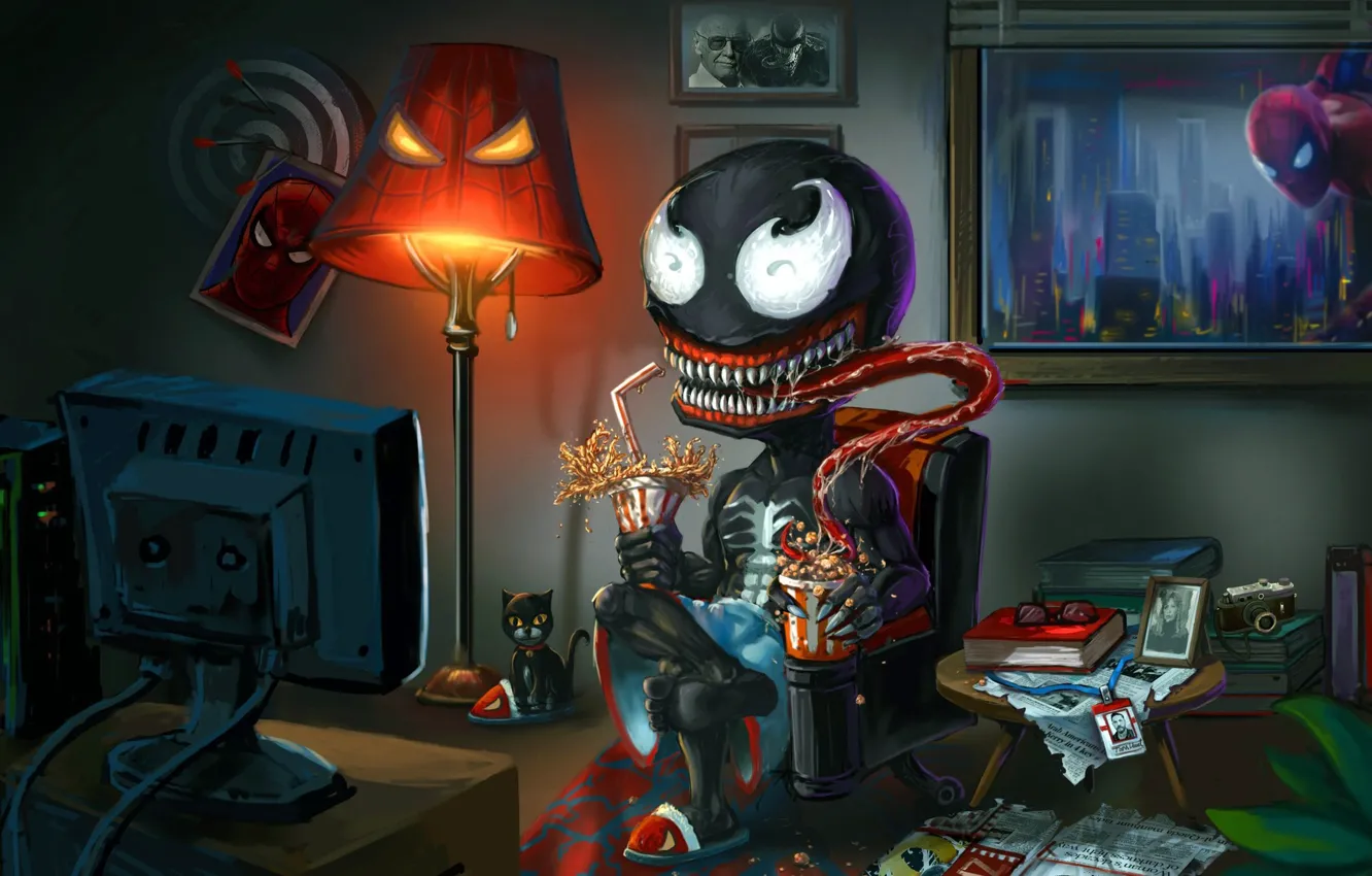 Photo wallpaper language, room, teeth, art, Marvel, spider-man, room, Marvel Comics