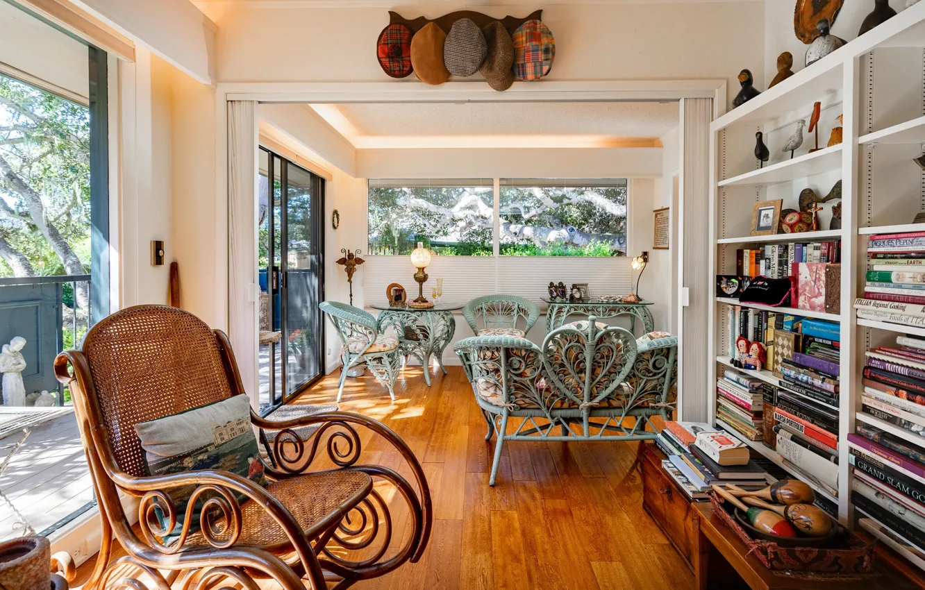 Photo wallpaper design, style, interior, library, living room