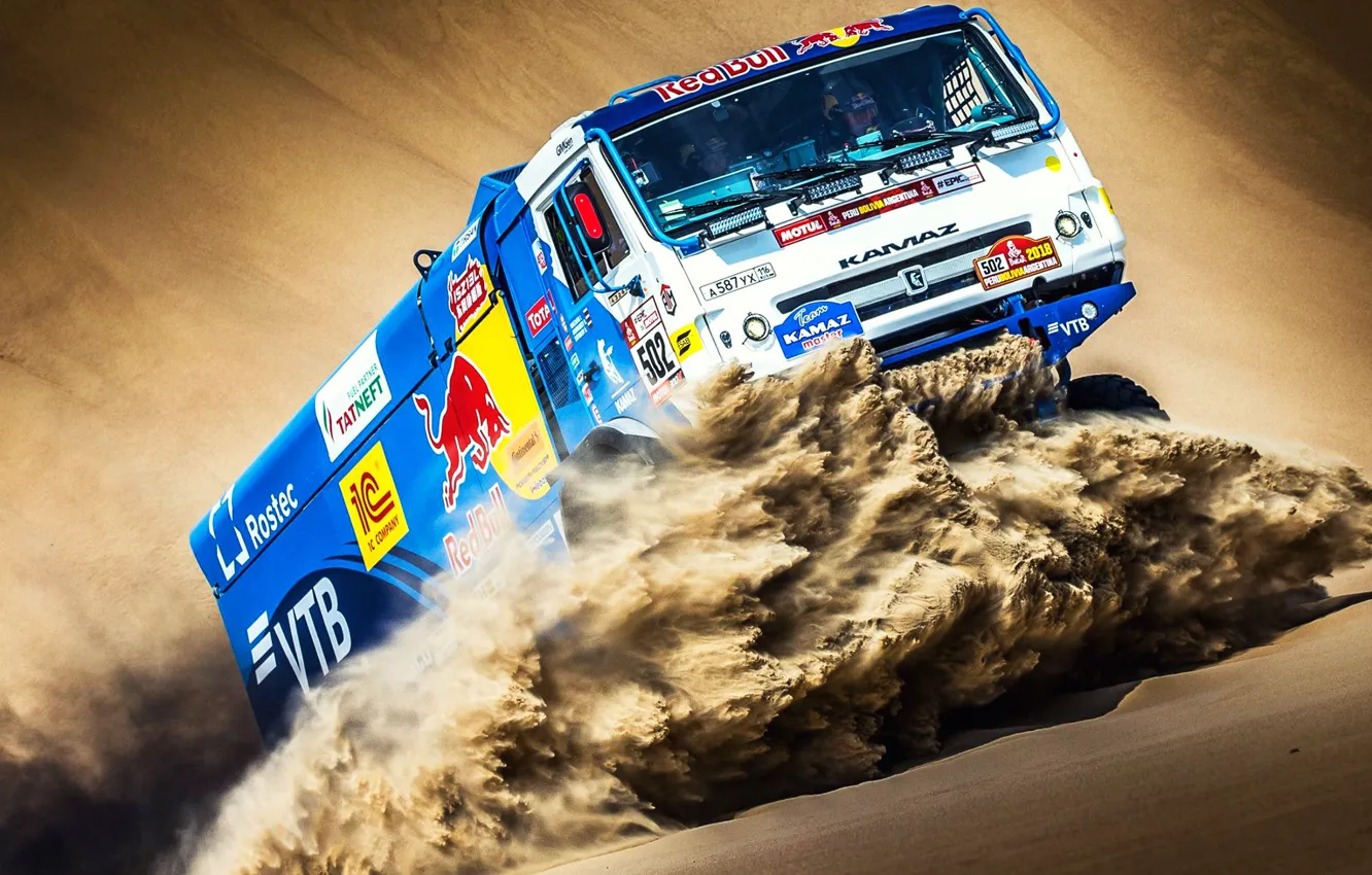 Photo wallpaper Sand, Sport, Speed, Truck, Race, Master, Russia, Kamaz