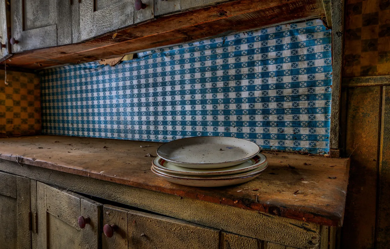 Photo wallpaper background, kitchen, plates