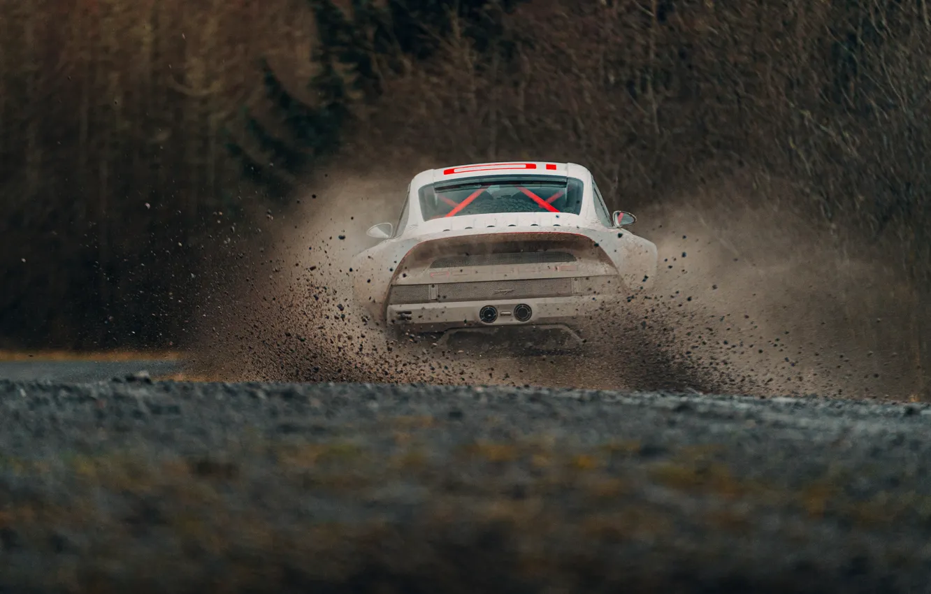 Photo wallpaper squirt, 911, Porsche, dirt, back, rally, 964, AWD