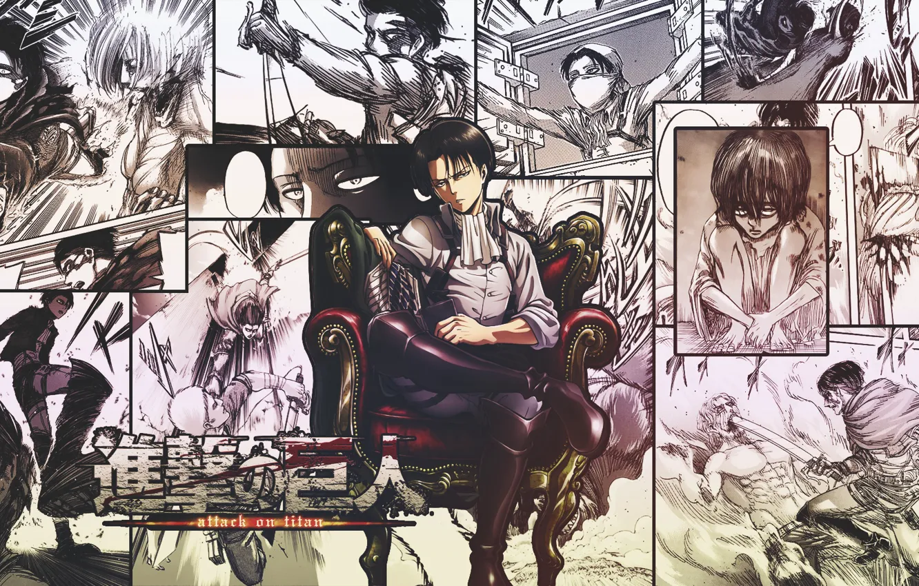 Photo wallpaper chair, Shingeki No Kyojin, Attack of the titans, Levi Ackerman, Levi, corporal