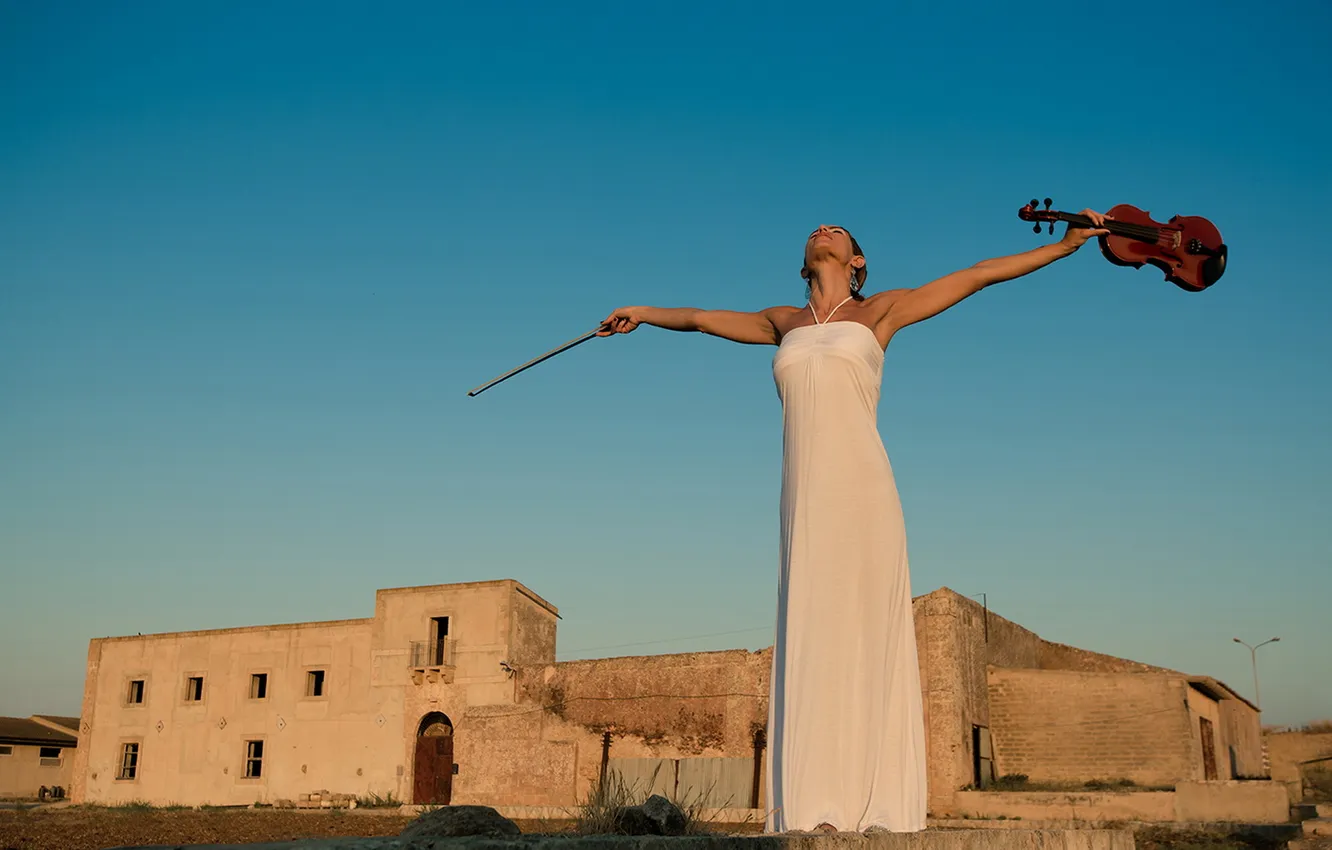 Photo wallpaper girl, music, violin