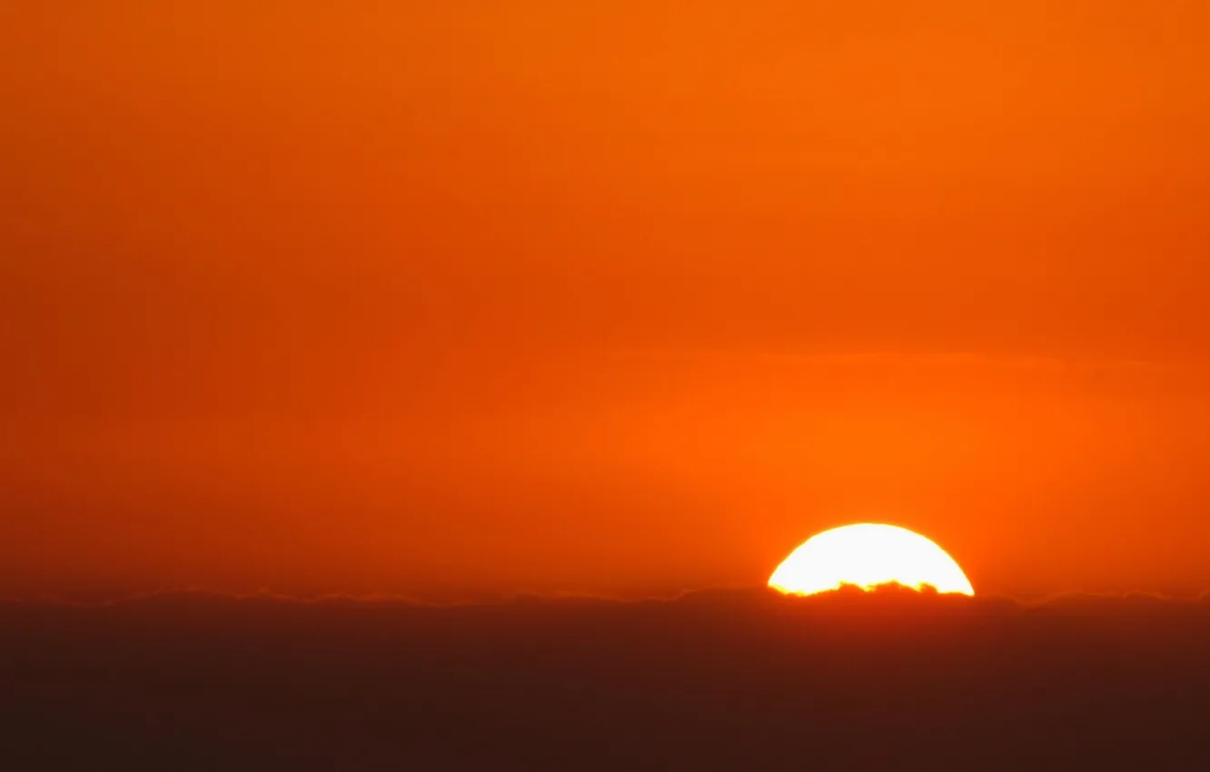 Photo wallpaper the sky, the sun, clouds, sunset, orange
