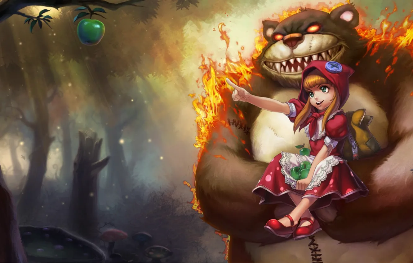 Photo wallpaper apples, bear, girl, League of Legends