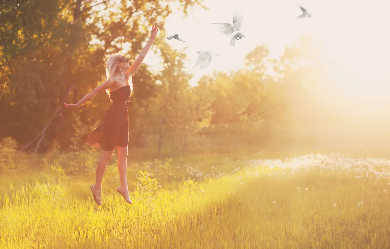 Photo wallpaper summer, girl, the sun, mask, blonde