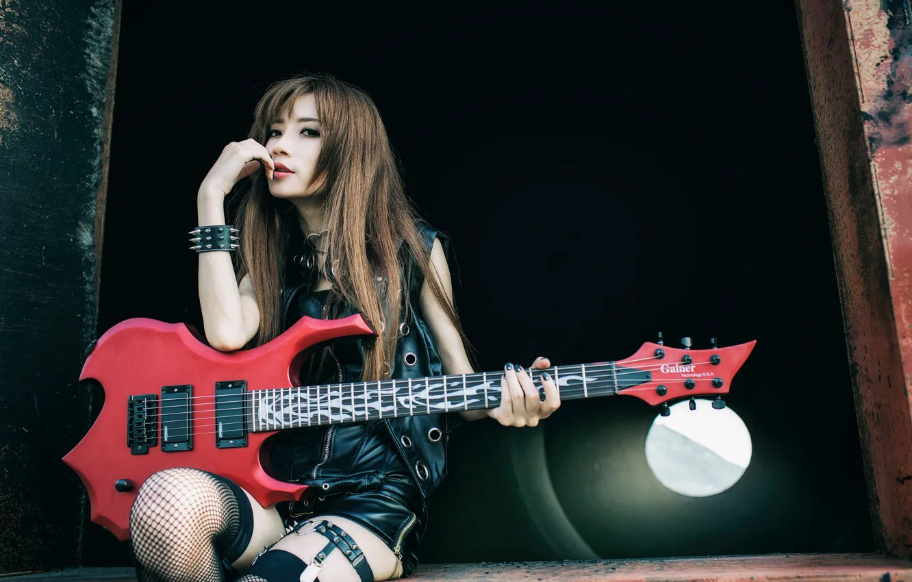 Photo wallpaper girl, music, guitar