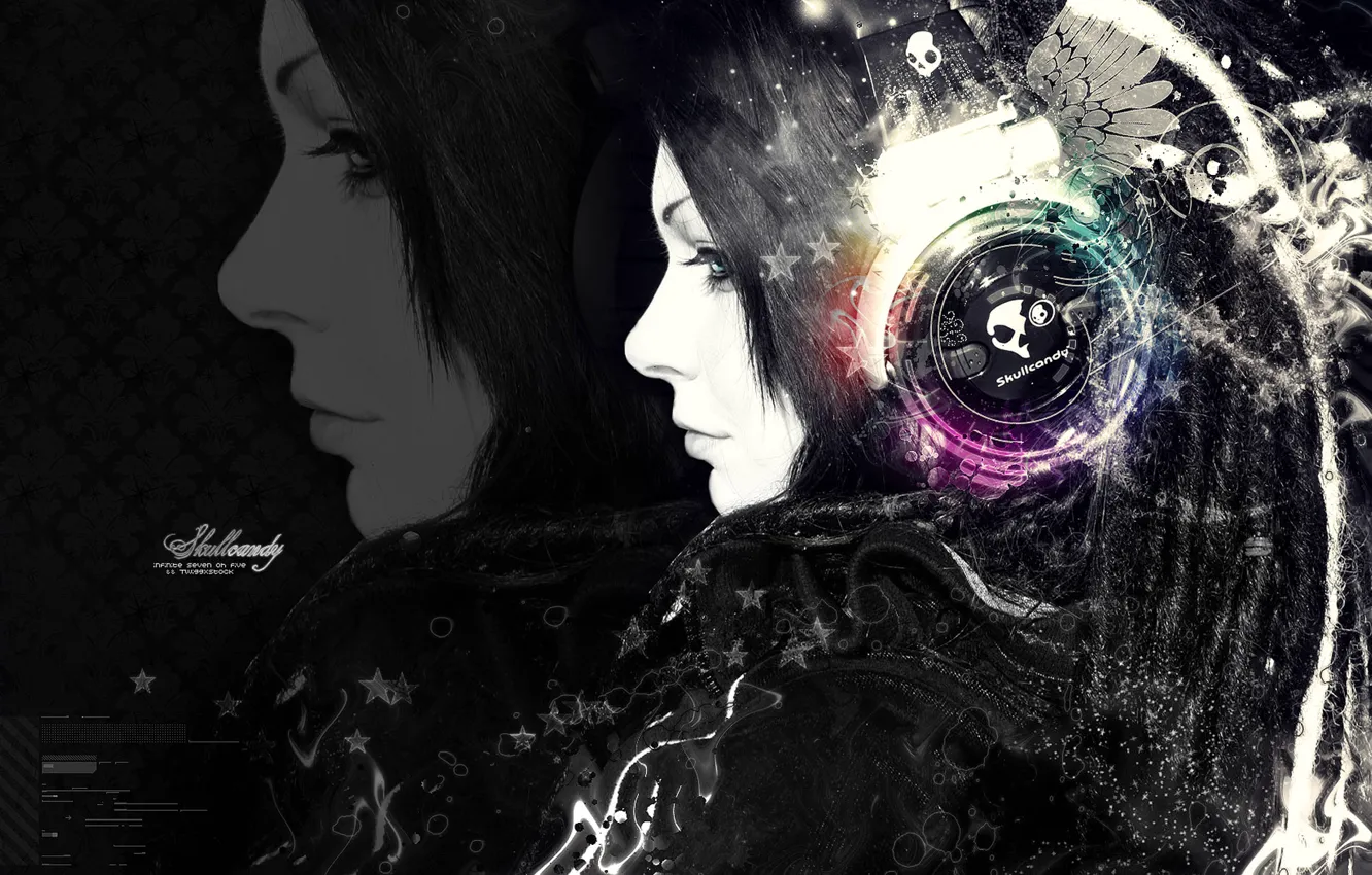 Photo wallpaper girl, style, headphones