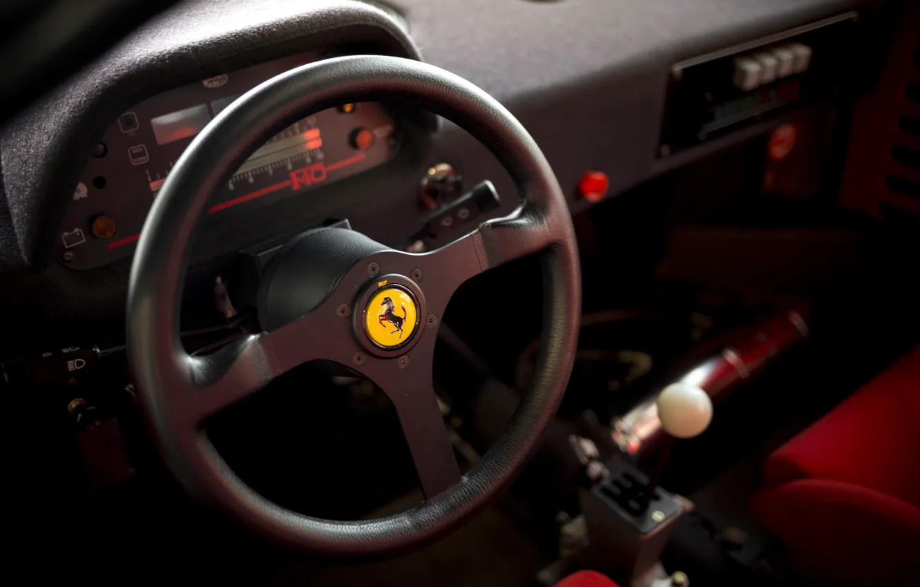 Photo wallpaper Ferrari, logo, F40, steering wheel, Ferrari F40 LM by Michelotto