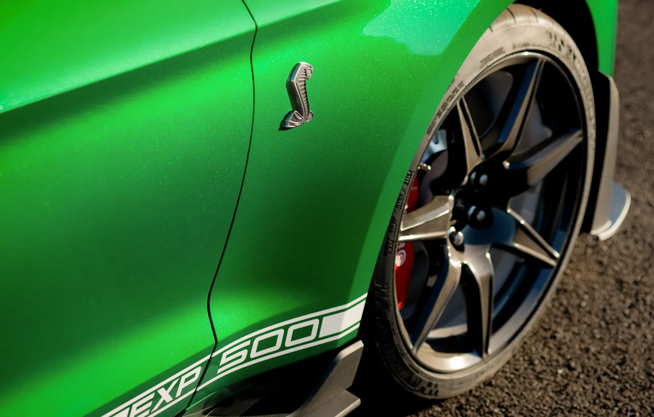 Photo wallpaper Mustang, Ford, Shelby, GT500, wheel, 2020, Green Hornet, EXP 500