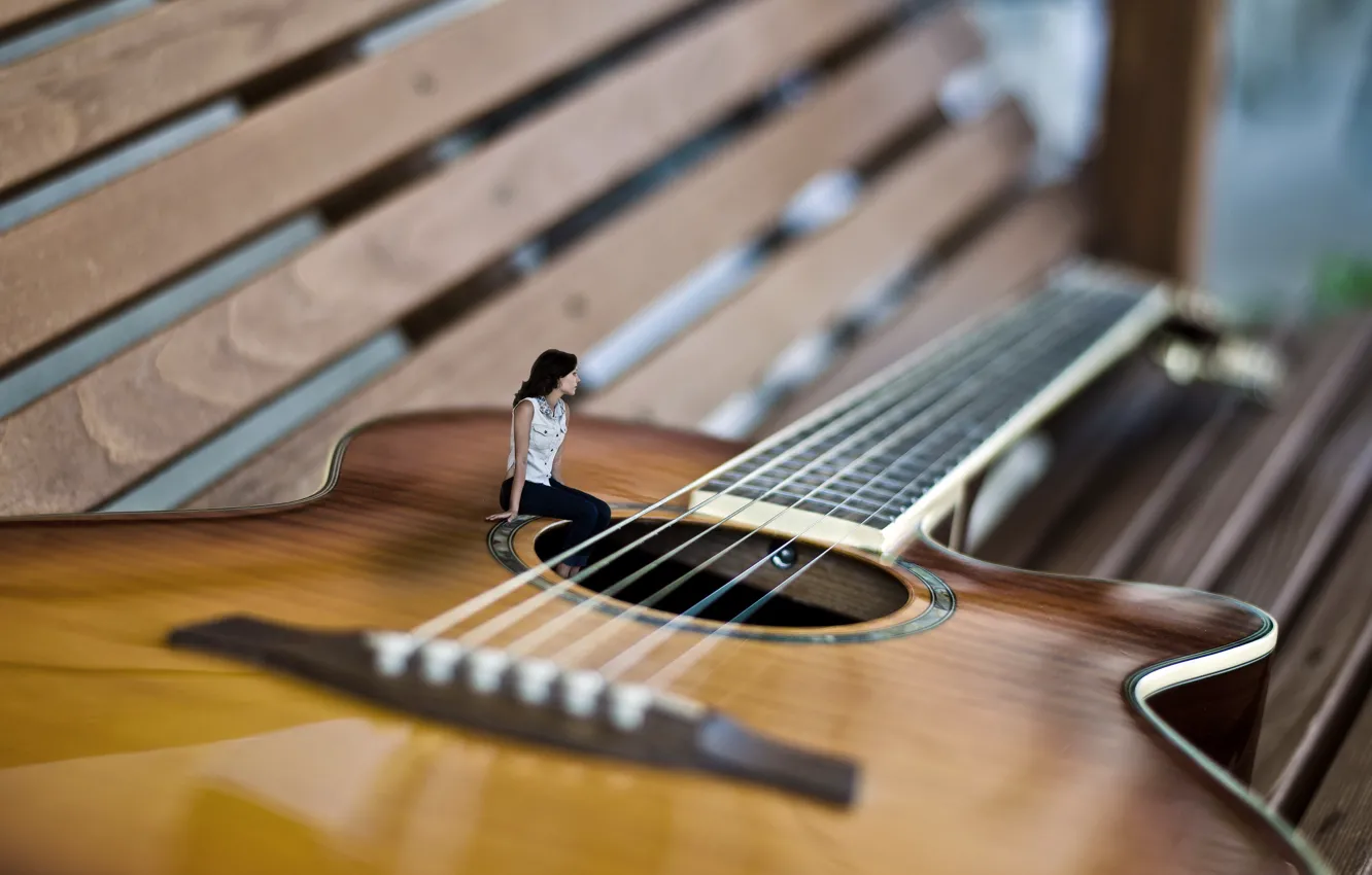Photo wallpaper girl, music, guitar