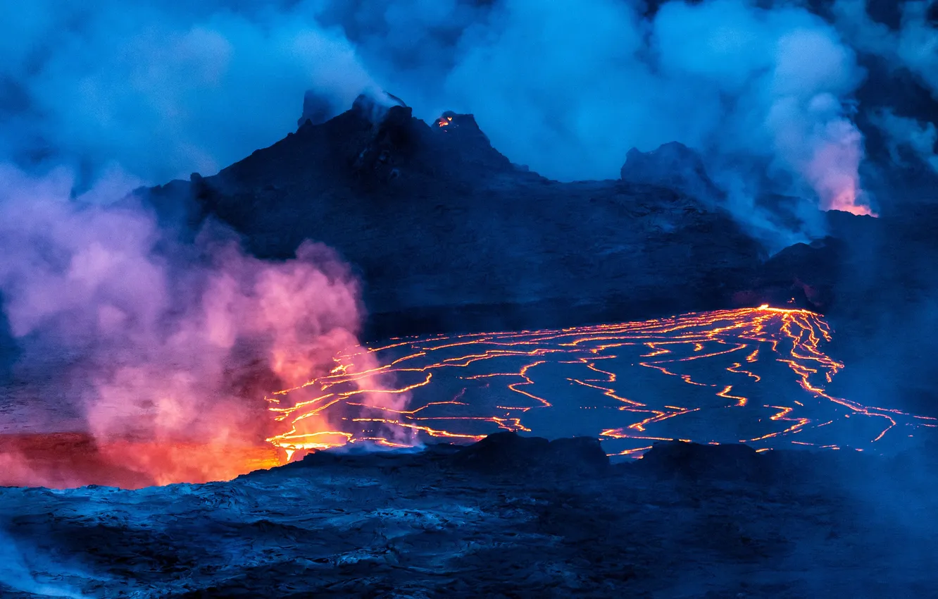 Photo wallpaper Hawaii, Hawaii, Lava Lake, Lava Lake, Kilauea Crater, Volcanoes National Park, Volcanoes National Park, Kilauea …