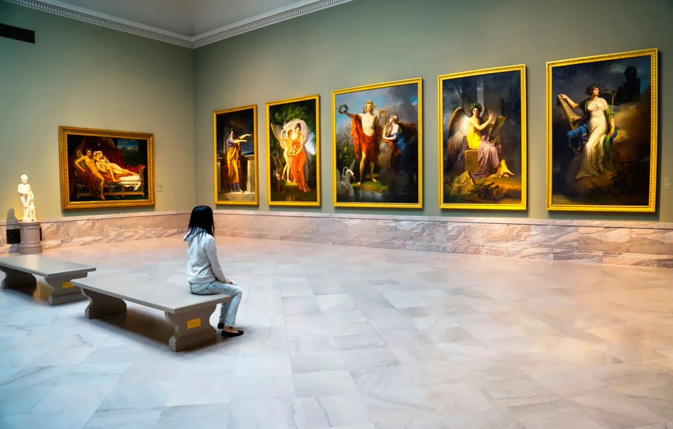 Photo wallpaper picture, girl, Museum