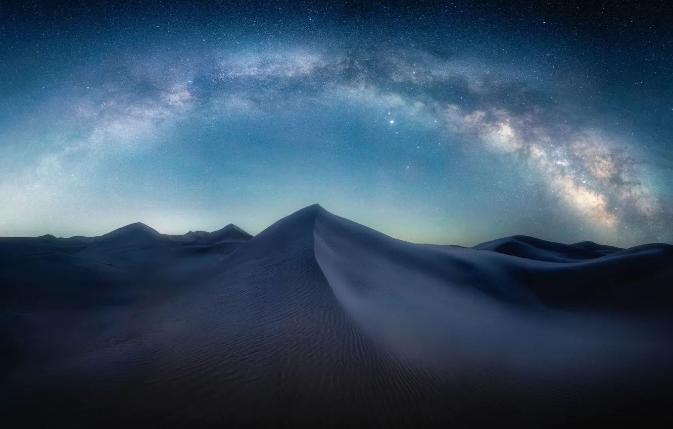 Photo wallpaper sand, the sky, stars, night, desert, the milky way